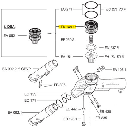 Схема установки крышки мембраны EK 148.1 (Elaflex)