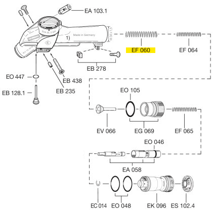 Схема установки пружины EV 060 (Elaflex)